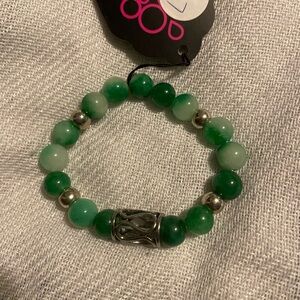 Paparazzi Emerald and Silver Beaded Bracelet